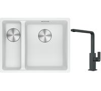 Conjunto fregadero de granito Franke Maris 125.0687.271, grifo de cocina Franke Mythos 115.0550.441