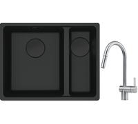 Conjunto fregadero de granito Franke Maris 125.0697.755, grifo de cocina Franke Atlas 115.0590.047