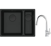Conjunto fregadero de granito Franke Maris 125.0697.755, grifo de cocina Franke Lina 115.0693.229
