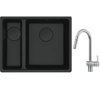 Conjunto fregadero de granito Franke Maris 125.0697.756, grifo de cocina Franke Atlas 115.0590.047