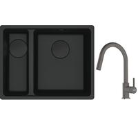 Conjunto fregadero de granito Franke Maris 125.0697.756, grifo de cocina Franke Lina 115.0626.057