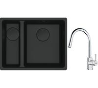 Conjunto fregadero de granito Franke Maris 125.0697.756, grifo de cocina Franke Lina 115.0693.229