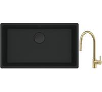 Conjunto fregadero de granito Franke Maris 125.0697.757, grifo de cocina Franke Eos 115.0681.244