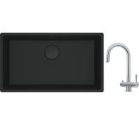 Conjunto fregadero de granito Franke Maris 125.0697.757, grifo de cocina Franke Eos 120.0179.979