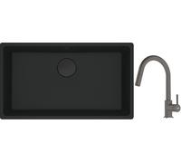 Conjunto fregadero de granito Franke Maris 125.0697.757, grifo de cocina Franke Lina 115.0626.057