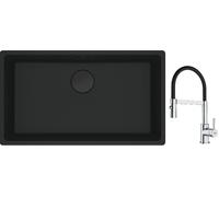Conjunto fregadero de granito Franke Maris 125.0697.757, grifo de cocina Franke Lina 115.0626.085