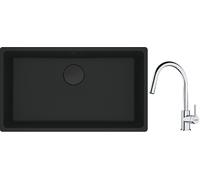 Conjunto fregadero de granito Franke Maris 125.0697.757, grifo de cocina Franke Lina 115.0693.229