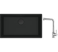 Conjunto fregadero de granito Franke Maris 125.0697.757, grifo de cocina Franke Sirius Side 115.0668.280