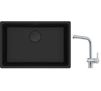 Conjunto fregadero de granito Franke Maris 125.0697.758, grifo de cocina Franke Atlas 115.0521.439