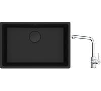 Conjunto fregadero de granito Franke Maris 125.0697.758, grifo de cocina Franke Lina 115.0712.420