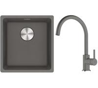 Conjunto fregadero de granito Franke Maris 125.0698.001, grifo de cocina Franke Lina 115.0626.022