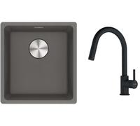 Conjunto fregadero de granito Franke Maris 125.0698.001, grifo de cocina Franke Lina 115.0626.053
