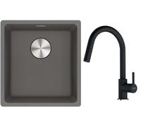 Conjunto fregadero de granito Franke Maris 125.0698.001, grifo de cocina Franke Lina 115.0626.055