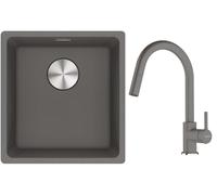 Conjunto fregadero de granito Franke Maris 125.0698.001, grifo de cocina Franke Lina 115.0626.057