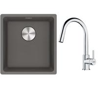 Conjunto fregadero de granito Franke Maris 125.0698.001, grifo de cocina Franke Lina 115.0693.229