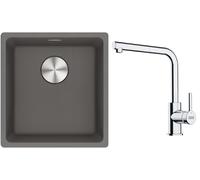 Conjunto fregadero de granito Franke Maris 125.0698.001, grifo de cocina Franke Lina 115.0712.420