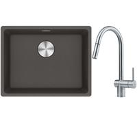 Conjunto fregadero de granito Franke Maris 125.0714.195, grifo de cocina Franke Atlas 115.0590.047