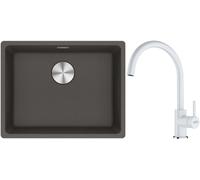 Conjunto fregadero de granito Franke Maris 125.0714.195, grifo de cocina Franke Lina 115.0626.024