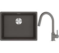 Conjunto fregadero de granito Franke Maris 125.0714.195, grifo de cocina Franke Lina 115.0626.057