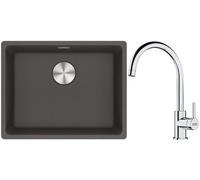 Conjunto fregadero de granito Franke Maris 125.0714.195, grifo de cocina Franke Lina 115.0693.228