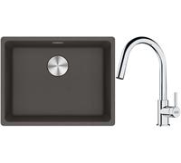 Conjunto fregadero de granito Franke Maris 125.0714.195, grifo de cocina Franke Lina 115.0693.229