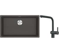 Conjunto fregadero de granito Franke Maris 125.0714.197, grifo de cocina Franke Atlas 115.0550.427