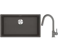 Conjunto fregadero de granito Franke Maris 125.0714.197, grifo de cocina Franke Lina 115.0626.057