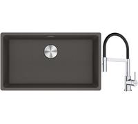 Conjunto fregadero de granito Franke Maris 125.0714.197, grifo de cocina Franke Lina 115.0626.085