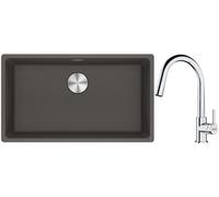 Conjunto fregadero de granito Franke Maris 125.0714.197, grifo de cocina Franke Lina 115.0693.229