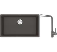 Conjunto fregadero de granito Franke Maris 125.0714.197, grifo de cocina Franke Sirius Side 115.0668.280