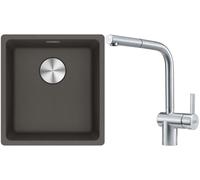 Conjunto fregadero de granito Franke Maris 125.0716.374, grifo de cocina Franke Atlas 115.0521.439