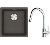 Conjunto fregadero de granito Franke Maris 125.0716.374, grifo de cocina Franke Lina 115.0693.229