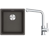 Conjunto fregadero de granito Franke Maris 125.0716.374, grifo de cocina Franke Lina 115.0712.420