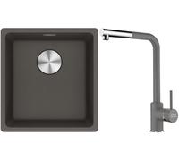 Conjunto fregadero de granito Franke Maris 125.0716.374, grifo de cocina Franke Sirius Side 115.0668.280