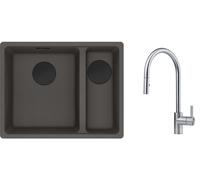 Conjunto fregadero de granito Franke Maris 125.0737.993, grifo de cocina Franke Eos 115.0590.045