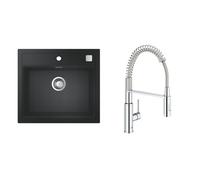 Conjunto fregadero de granito Grohe K700 31651AP0, grifo de cocina Grohe Get 30361000