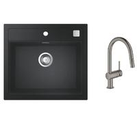 Conjunto fregadero de granito Grohe K700 31651AP0, grifo de cocina Grohe Minta 32321AL2, 40400AL0