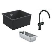 Conjunto fregadero de granito Grohe K700 31653AP0, grifo de cocina Grohe Minta 32917KS0, 40852SD0