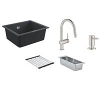 Conjunto fregadero de granito Grohe K700 31654AP0, grifo de cocina Grohe Minta 32321DC2, 40852SD0, 40535DC0, 40856SD0