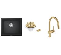 Conjunto fregadero de granito Grohe K700 31654AP0, grifo de cocina Grohe Minta 32321GN2, 40997GN0