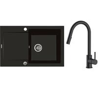 Conjunto fregadero de granito Oltens Gravan 72100300, grifo de cocina Oltens Litla 35204300