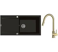 Conjunto fregadero de granito Oltens Gravan 72101300, grifo de cocina Oltens Litla 35204800