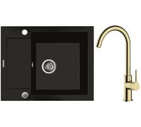 Conjunto fregadero de granito Oltens Gravan 72102300, grifo de cocina Oltens Skafta 35206800