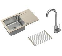 Conjunto fregadero de granito y acero Quadron Edward FUS_E7844BE_3623500BS, escurridor Quadron Q R3825BE_MP
