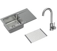 Conjunto fregadero de granito y acero Quadron Edward FUS_E7844SZ_3623500BS, inserto para escurridor Quadron Q R3825GR_MP