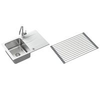 Conjunto fregadero de granito y acero Quadron Michael FUS_M7848BI_3623500BS, inserto para escurridor Quadron Q R3825GR_MP