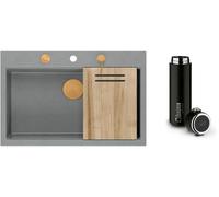 Conjunto fregadero GraniteQ Quadron Marc HQM7650U5_PVDC1, taza térmica Quadron M0051