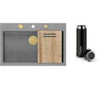 Conjunto fregadero GraniteQ Quadron Marc HQM7650U5_PVDG1, taza térmica Quadron M0051
