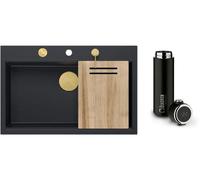 Conjunto fregadero GraniteQ Quadron Marc HQM7650U7_PVDG1, taza térmica Quadron M0051