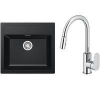 Conjunto fregadero Tectonite Franke Sirius 114.0205.049, grifo de cocina Oltens Lista 35202100